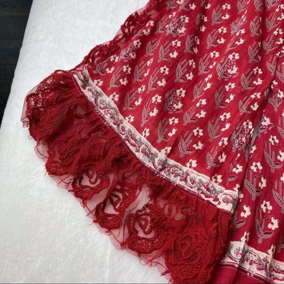 Free People Boho Red Floral Dress Size XS - Picture 7 of 13